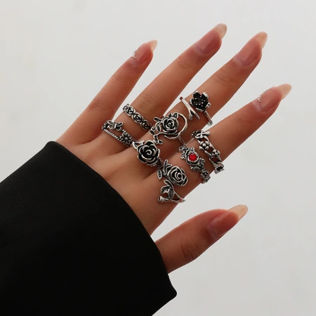 Yun Brocade cross-border best-selling niche Thai Bank retro flower opening ring and European and American hip-hop rose tail ring Yun Brocade cross-border best-selling niche Thai Bank retro flower opening ring and European and American hip-hop rose tail ring
